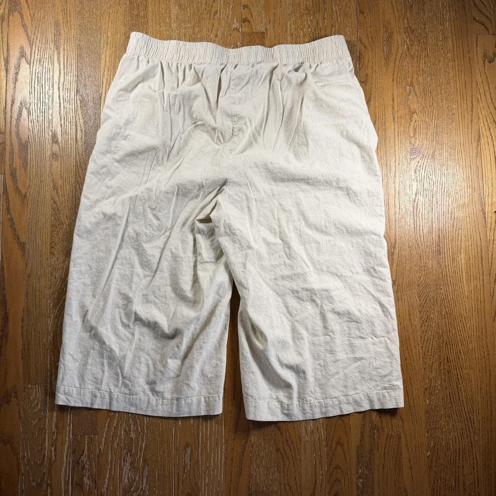 Torrid Pants Womens 2X Beige Linen Capri Elastic Waist Twill Crop Relaxed - Picture 6 of 8